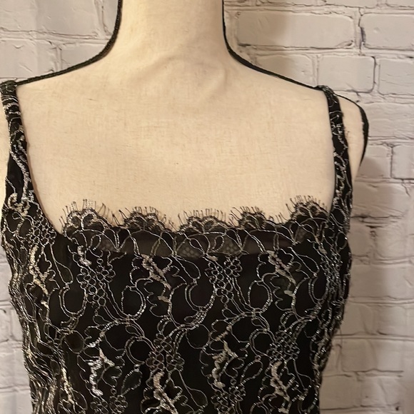 Papell silver and black lace evening dress - Picture 2 of 4